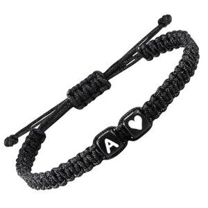 Initial bracelet adjustable braided couple friendship gift for him her men